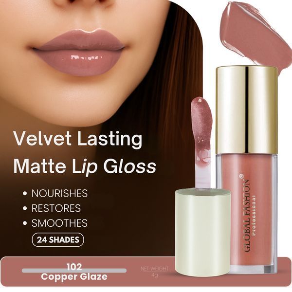 Стійкий, матовий блиск для губ Velvet lasting matte long lasting lip gloss, Global Fashion, GF38006 #102 24915 фото