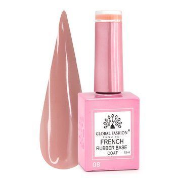 Каучукова база для гель лаку френч, Rubber Base Coat French, 15 мл, Global Fashion 08 8102 фото