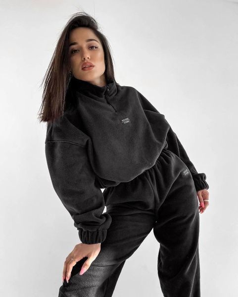 Костюм женский (штаны и кофта) двухсторонний флис CRY-1024 (42 - 46 р.) Чёрный CRY-1024 фото
