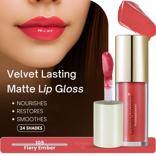 Стойкий, матовый блеск для губ Velvet lasting matte long lasting lip gloss, Global Fashion, GF38006 #109 24922 фото