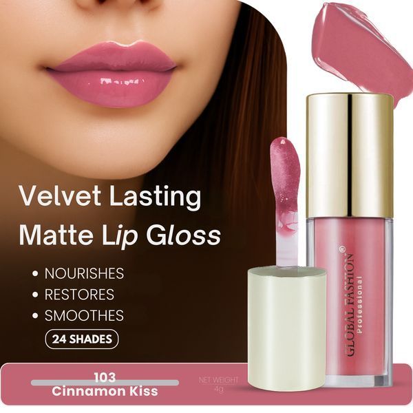 Стойкий, матовый блеск для губ Velvet lasting matte long lasting lip gloss, Global Fashion, GF38006 #103 24916 фото