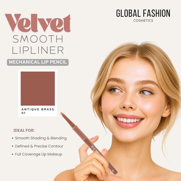 Гелевий олівець для губ, Global Fashion, velvet smooth lipliner, 01 25020 фото