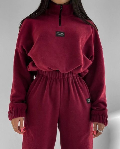 Костюм жіночий (штани та кофта) двосторонній фліс CRY-1024 (42 - 46 р.) Бордовий CRY-1024 фото