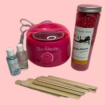 Набор для депиляции с баночным воскоплавом Pro Wax 100 Pink с воском 400 г 2970677857 фото